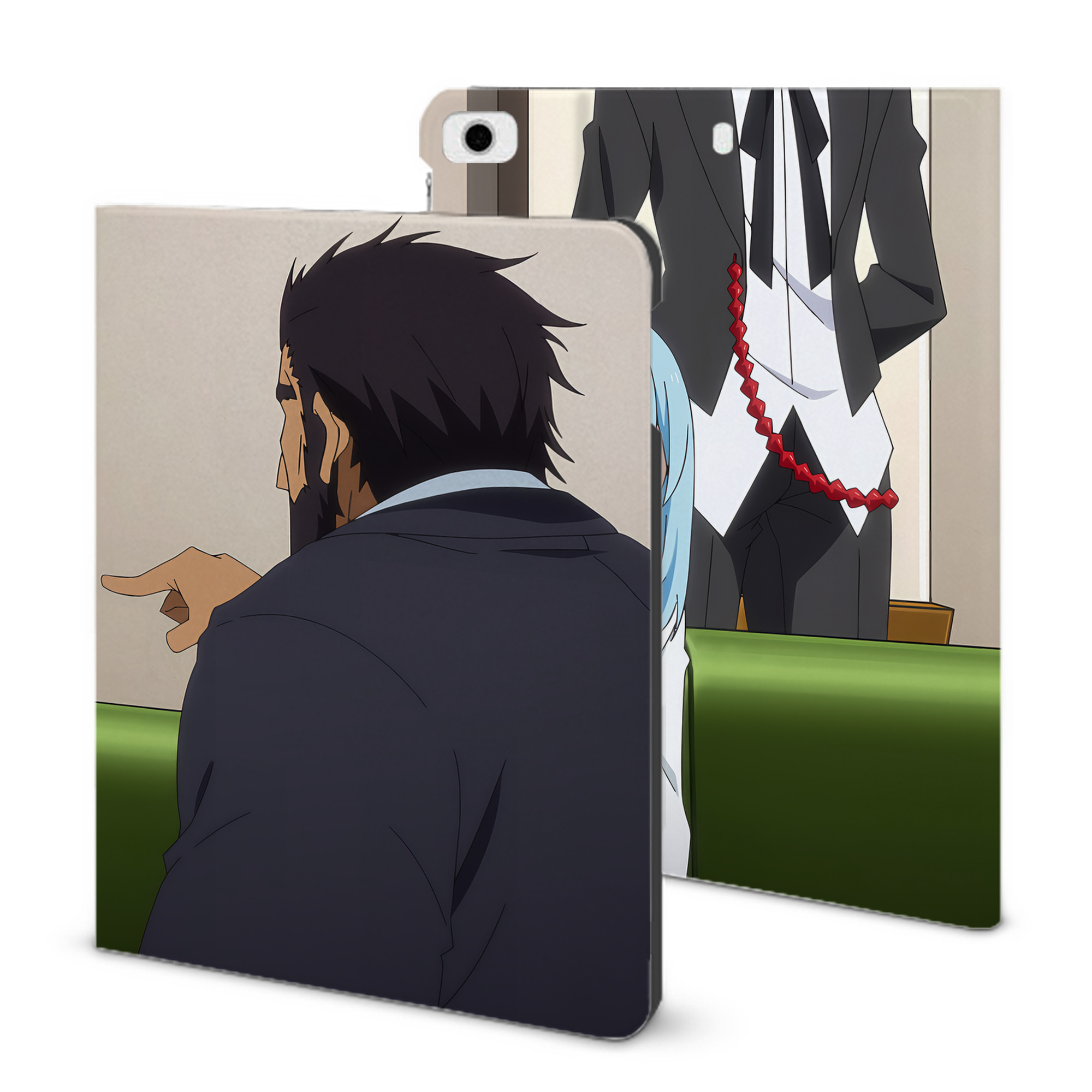 （画像用） 転スラ Regarding Reincarnated to Slime IPad ケース ブック型 PUレザー TPU 耐衝撃 軽量 薄型 ペン収納なし 全面保護 IPad 各モデル対応